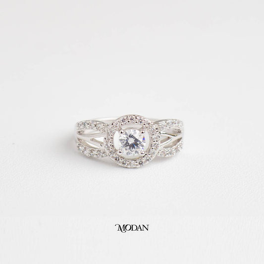 Infinity Twist Halo Engagement Ring Cincin Model Angka 8 Hypoallergenic Gold Plated