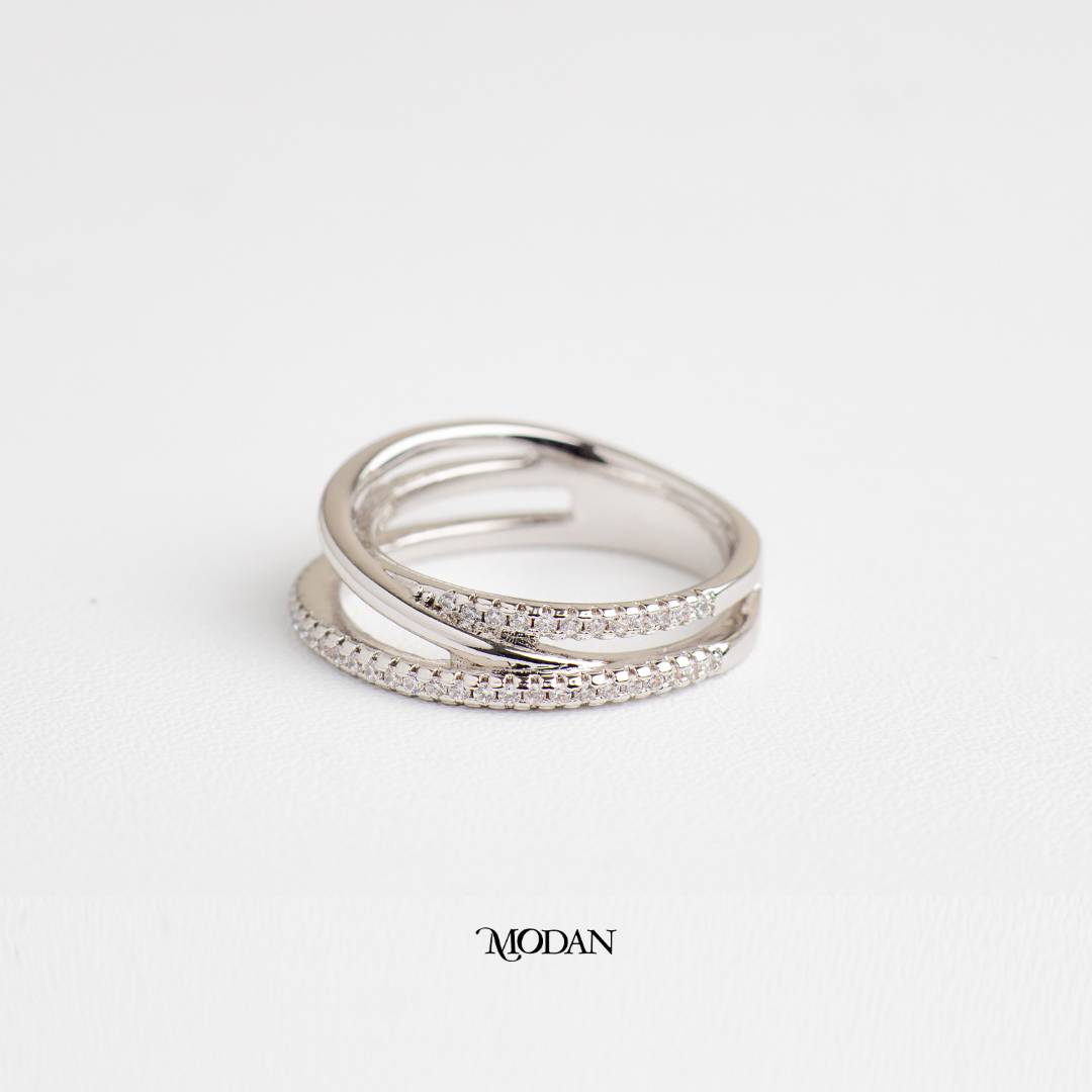 Aesthetic Criss-Cross Stackable Ring Cincin Silang Minimalis Hypoallergenic Gold Plated