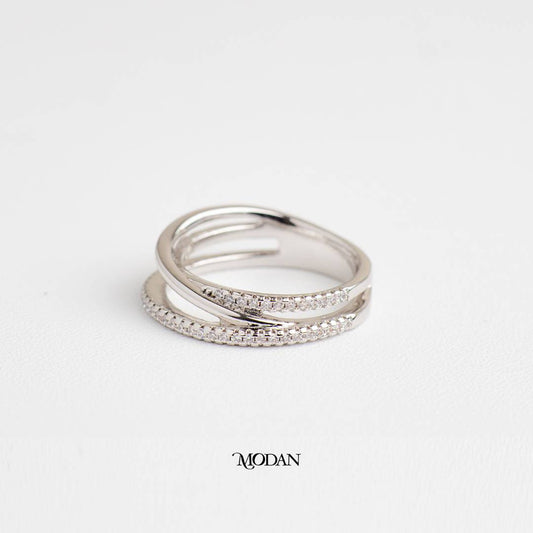Aesthetic Criss-Cross Stackable Ring Cincin Silang Minimalis Hypoallergenic Gold Plated