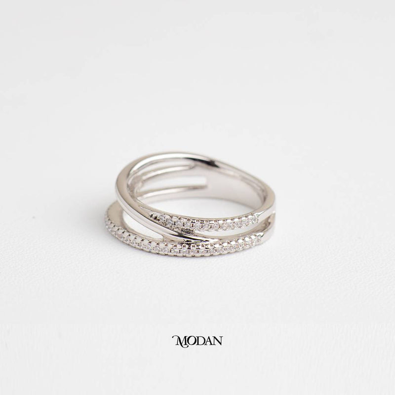 Aesthetic Criss-Cross Stackable Ring Cincin Silang Minimalis Hypoallergenic Gold Plated