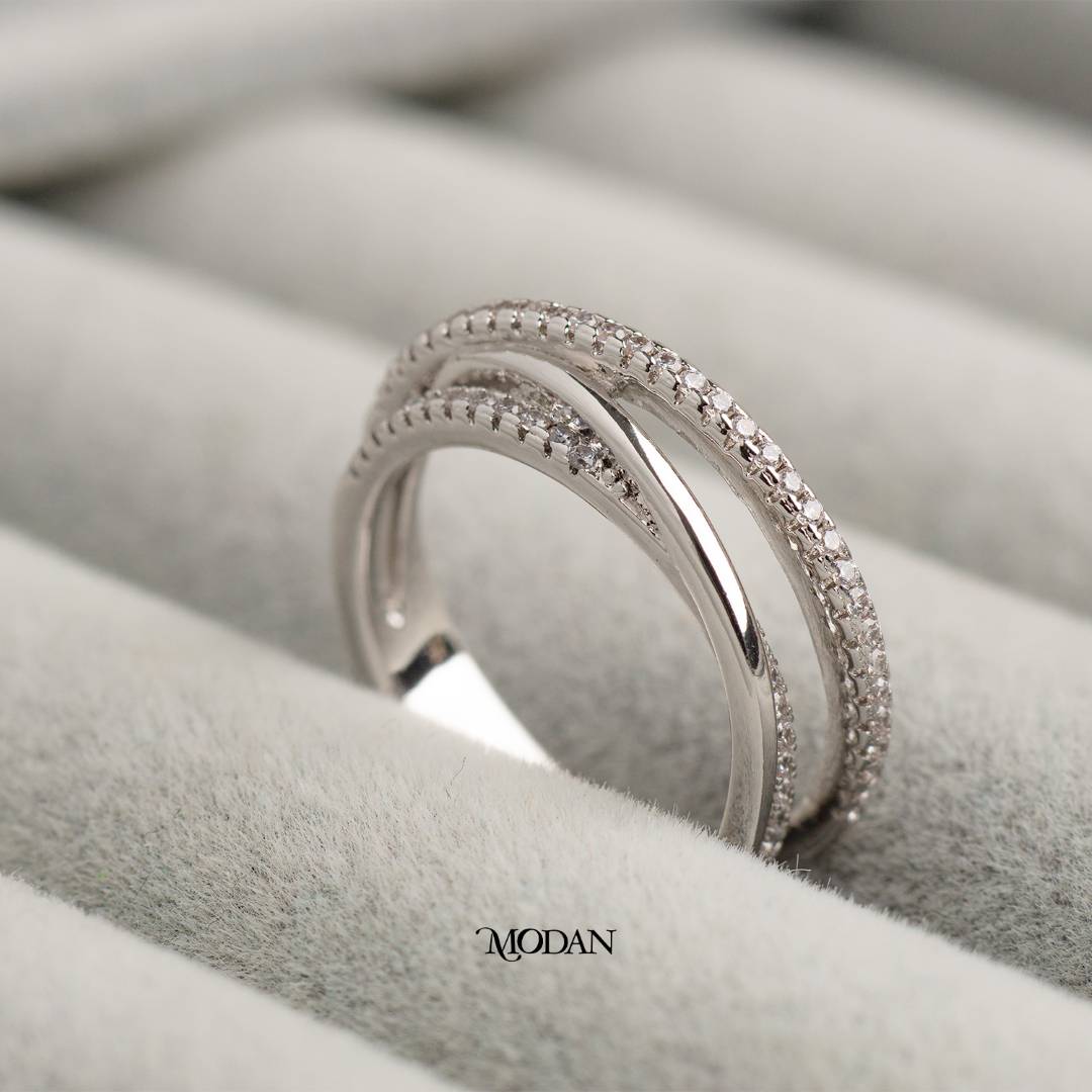 Aesthetic Criss-Cross Stackable Ring Cincin Silang Minimalis Hypoallergenic Gold Plated