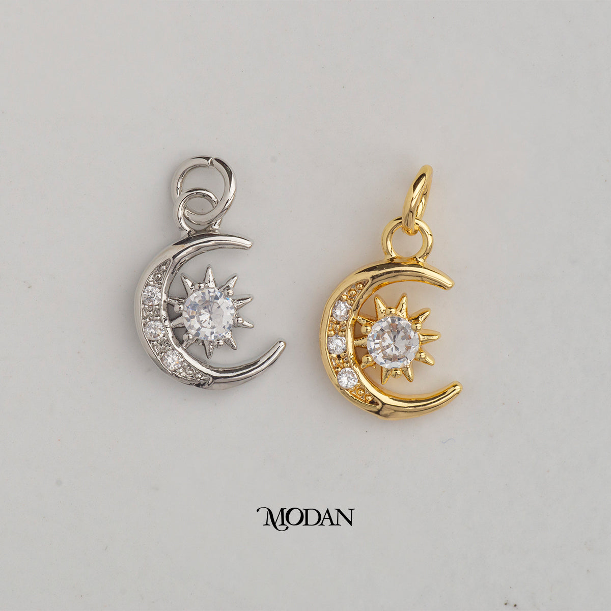 Night Sky Crescent Moon and Star Mini DIY Charm Liontin Bulan Bintang Hypoallergenic Gold Plated