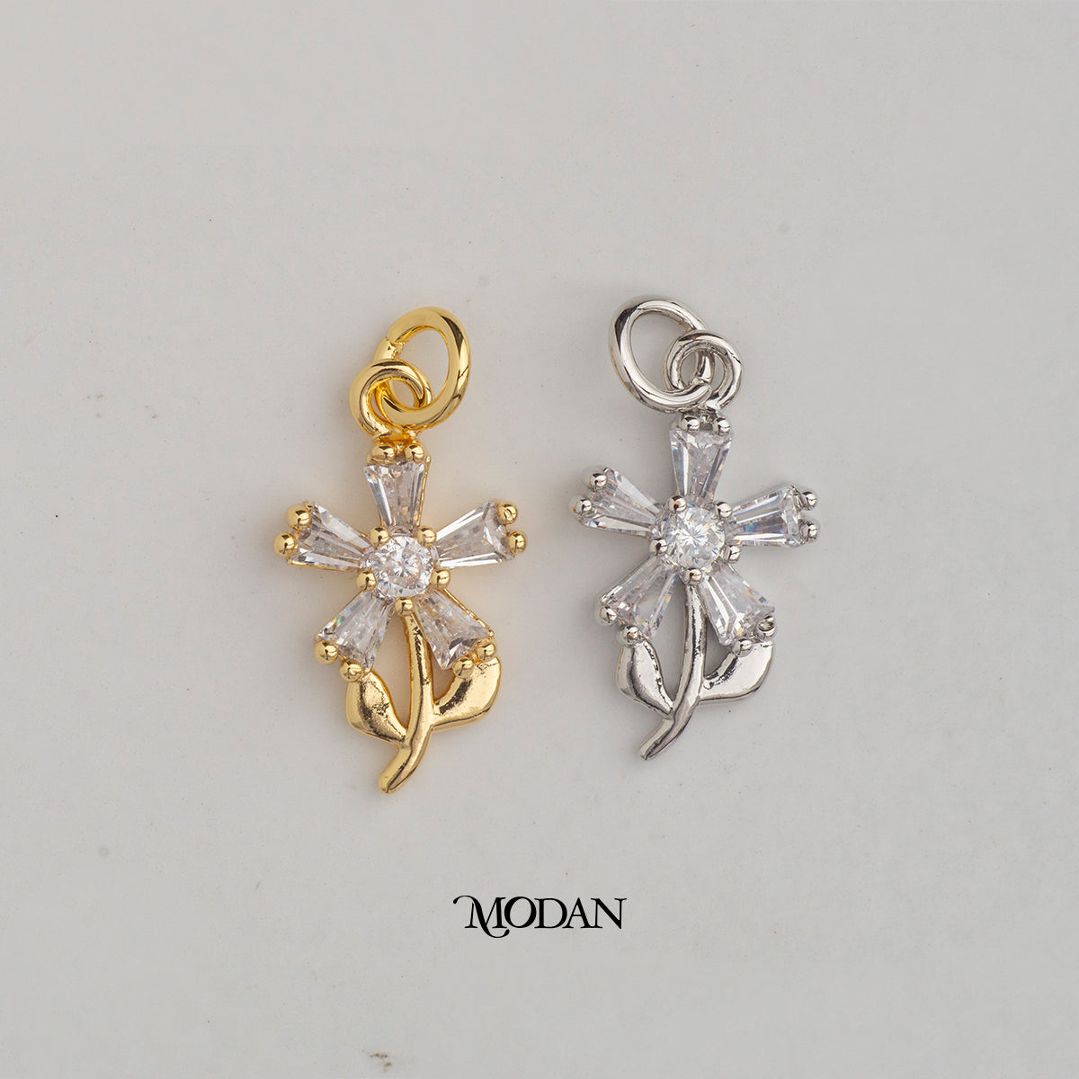 Mini Blossom Daisy Flower Baguette DIY Charm Liontin  Bunga Daisy Hypoallergenic Gold Plated
