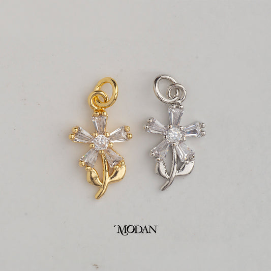 Mini Blossom Daisy Flower Baguette DIY Charm Liontin  Bunga Daisy Hypoallergenic Gold Plated