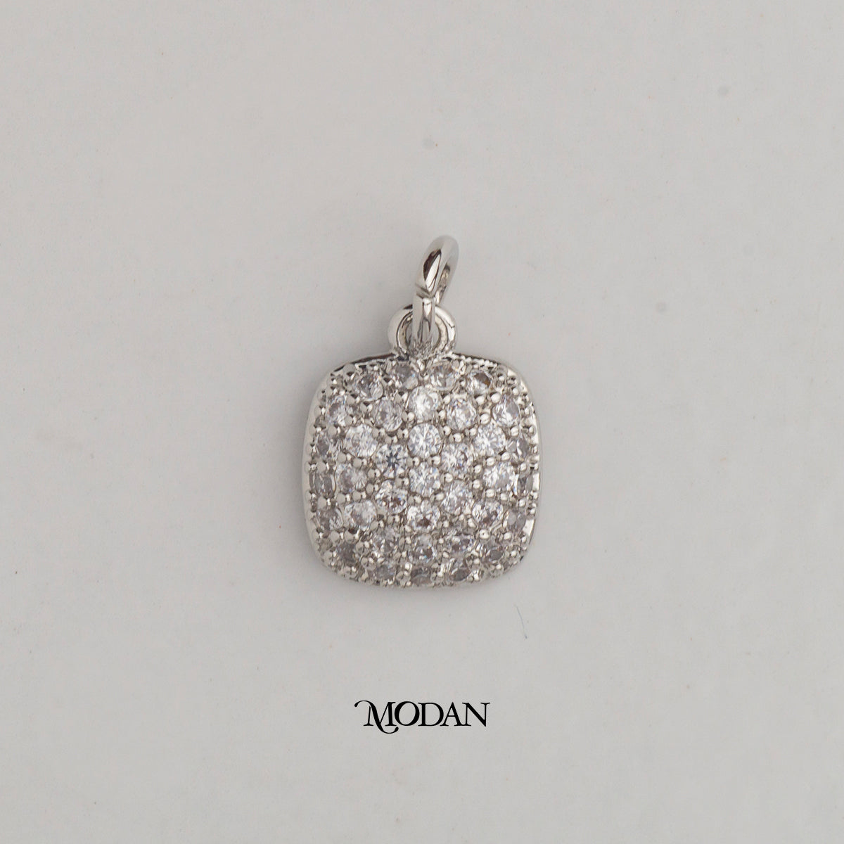 Mini Cluster Micro Paved Cushion DIY Charm Liontin Kotak Berlian Pasir Hypoallergenic Gold Filled