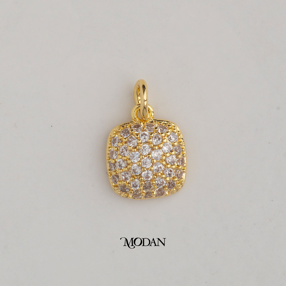 Mini Cluster Micro Paved Cushion DIY Charm Liontin Kotak Berlian Pasir Hypoallergenic Gold Filled