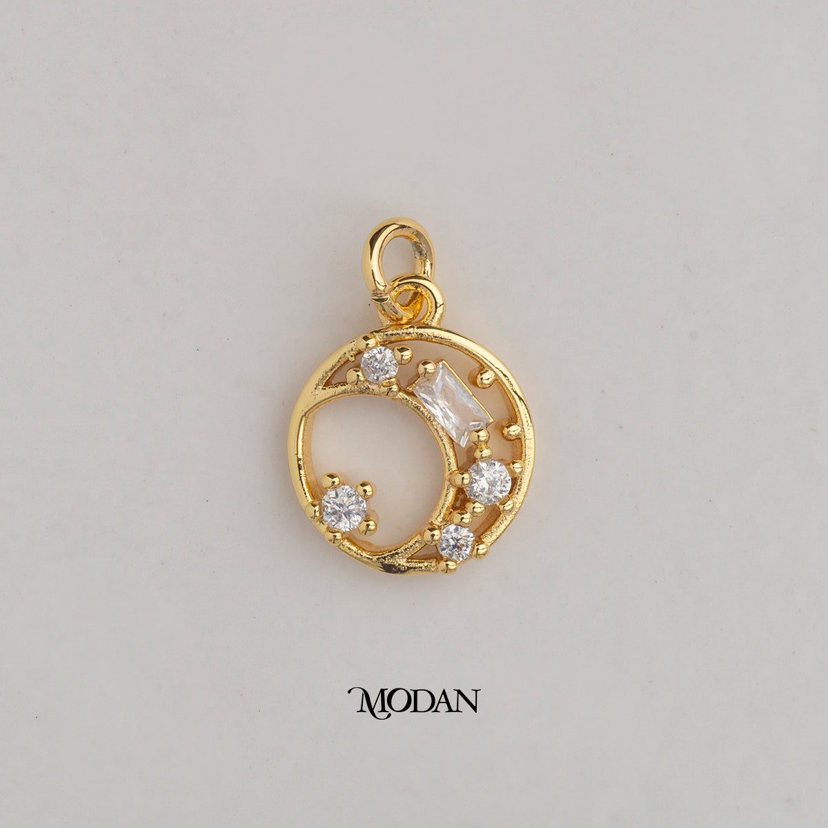 Mini Sparkling Moon DIY Charm Liontin Bulan Hypoallergenic Gold Plated