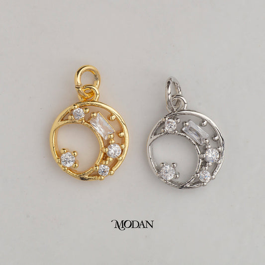 Mini Sparkling Moon DIY Charm Liontin Bulan Hypoallergenic Gold Plated