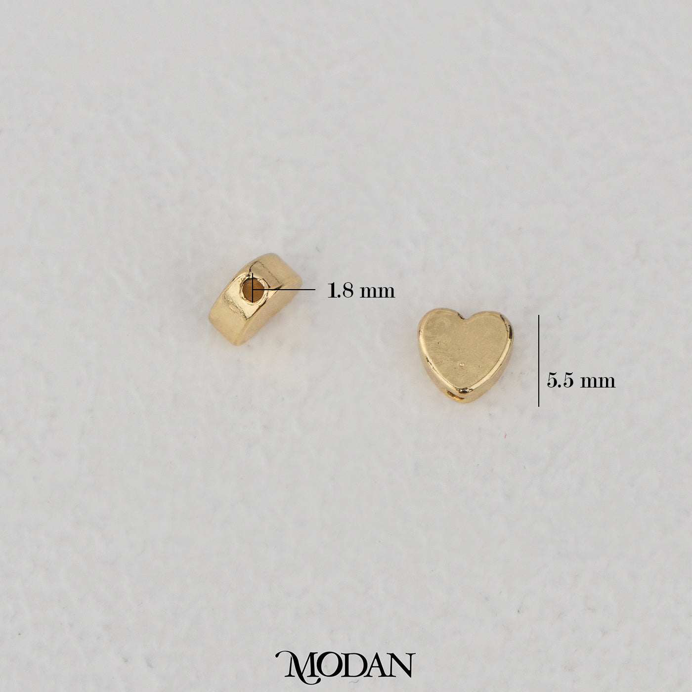 5.5mm Plain Love Heart DIY Beads Manik Liontin Gelang/kalung Berbentuk Hati Hypoallergenic Gold Filled