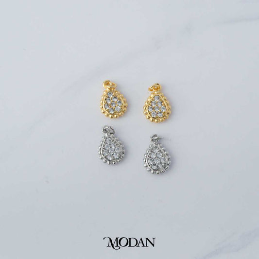 Dotted Teardrop DIY Charm Liontin Tetes Air Mata Kecil Hypoallergenic Gold Plated