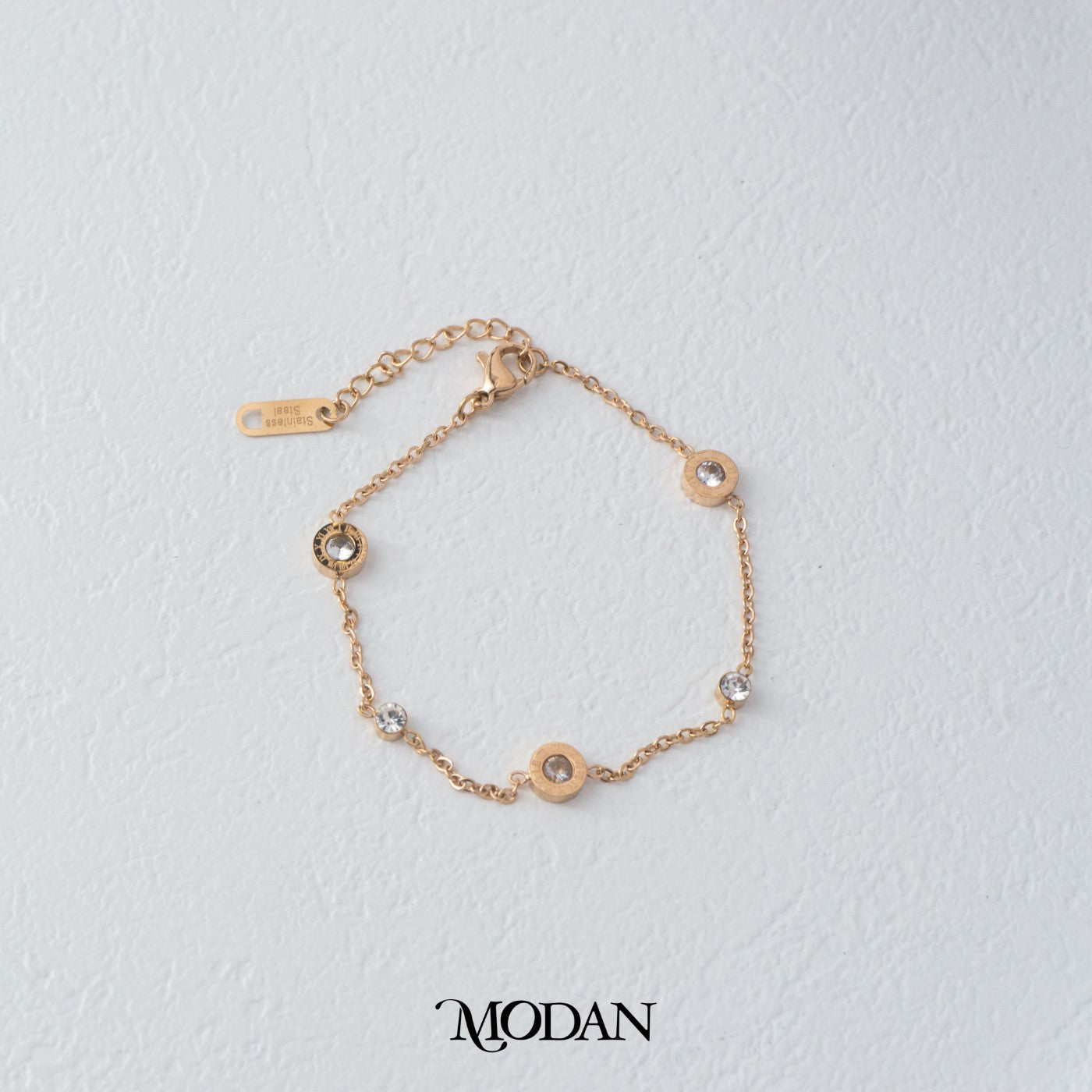 (18cm) Titanium Golden Dainty Tiny Round Beads Bracelet Gelang Rantai Hypoallergenic Stainless Steel