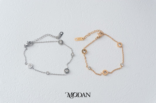 (18cm) Titanium Golden Dainty Tiny Round Beads Bracelet Gelang Rantai Hypoallergenic Stainless Steel