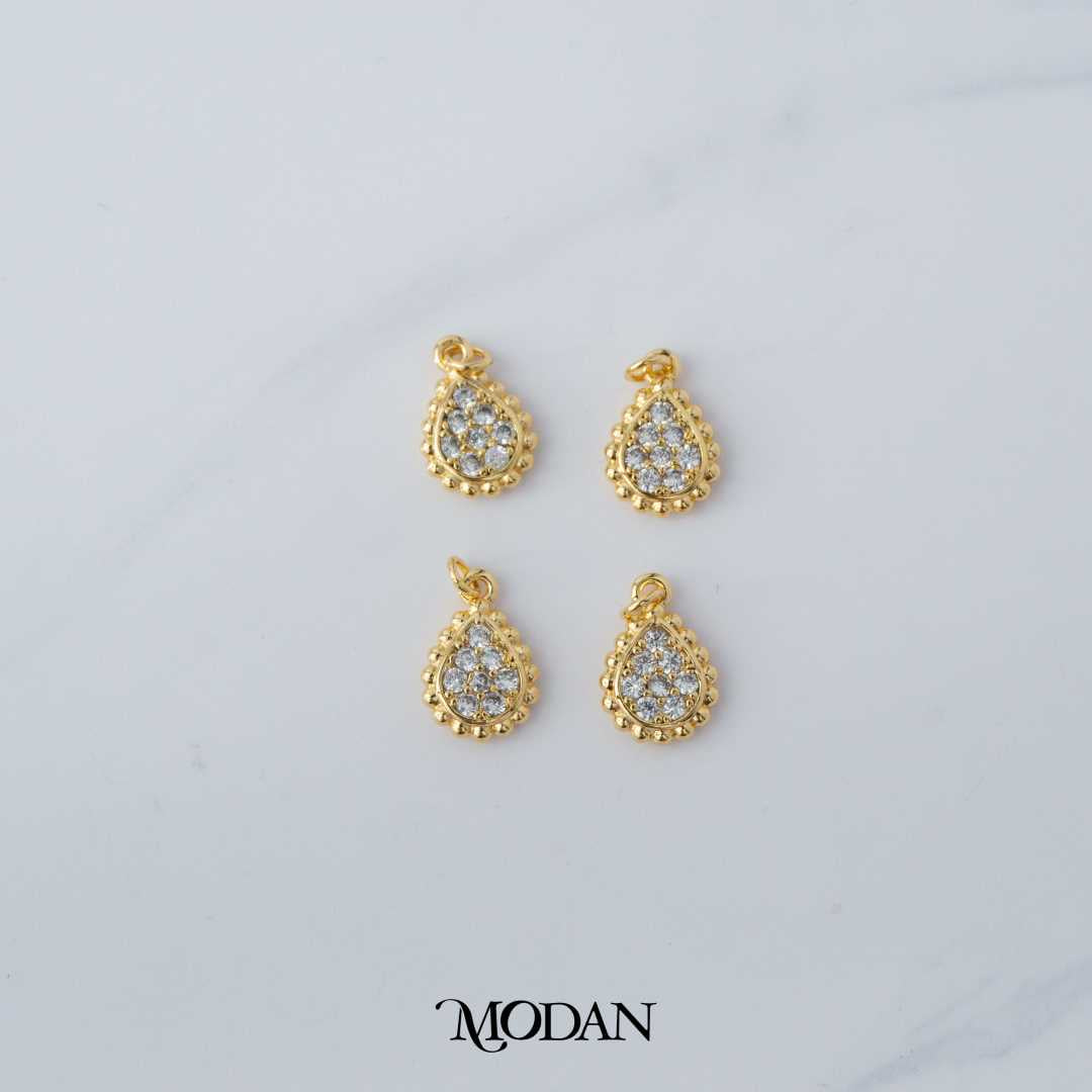 Dotted Teardrop DIY Charm Liontin Tetes Air Mata Kecil Hypoallergenic Gold Plated