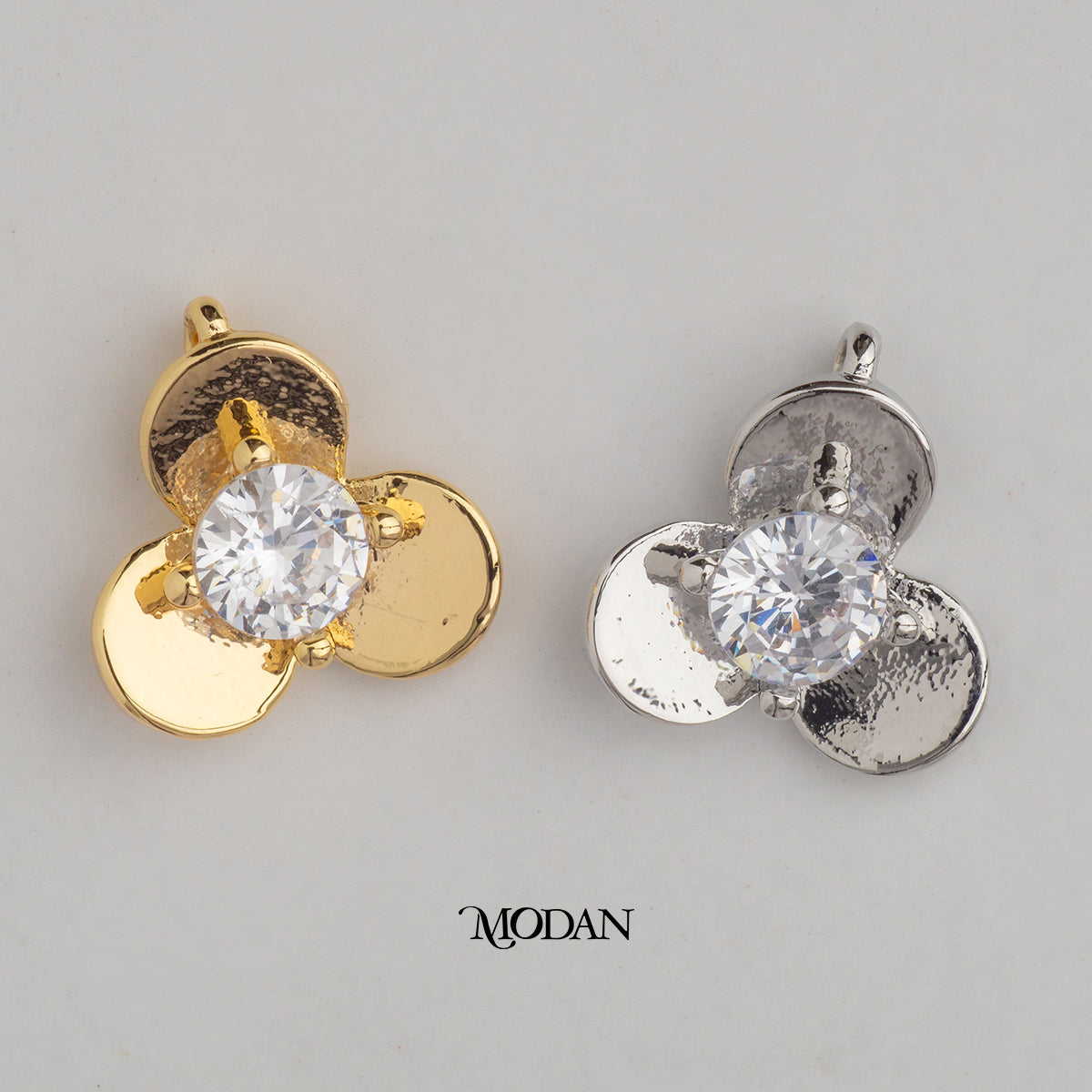 Mini Three Leaf Clover Lucky Shamrock DIY Charm Liontin Daun Bunga Hypoallergenic Gold Filled
