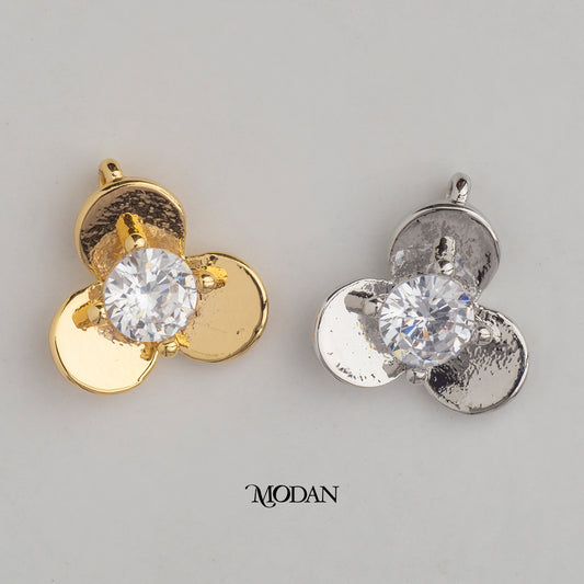 Mini Three Leaf Clover Lucky Shamrock DIY Charm Liontin Daun Bunga Hypoallergenic Gold Filled