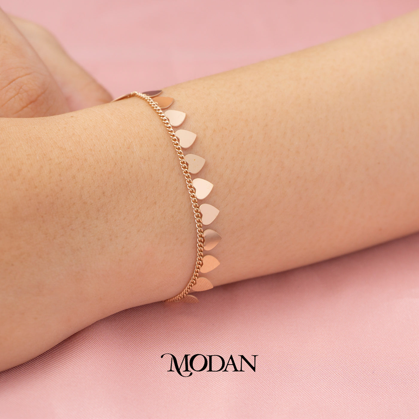 (17cm) Titanium Simple Plain Geometric Heart Chain Bracelet Gelang Rantai Hypoallergenic Stainless Steel