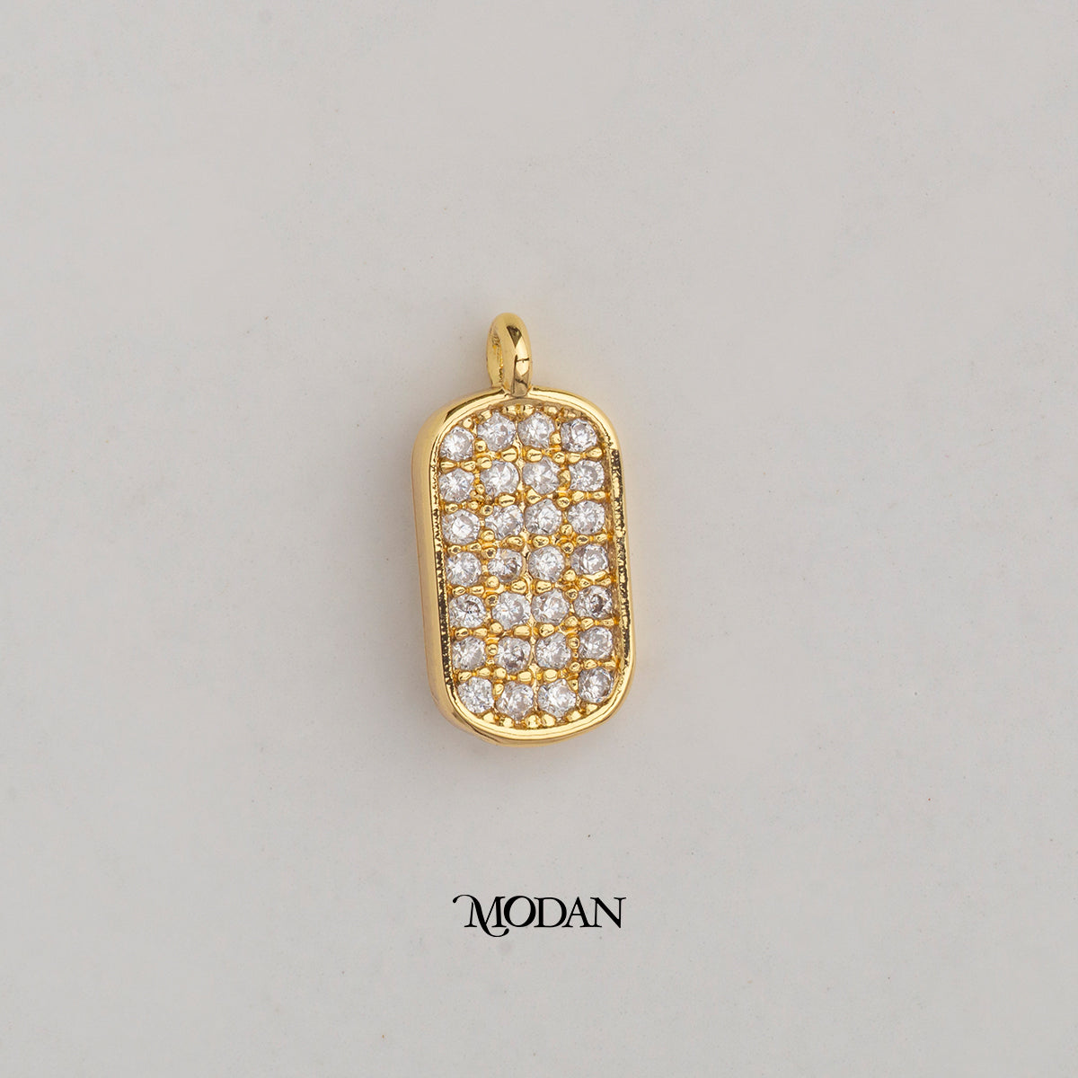 Micro Paved Rectangle DIY Charm Liontin Persegi Panjang Hypoallergenic Gold Filled