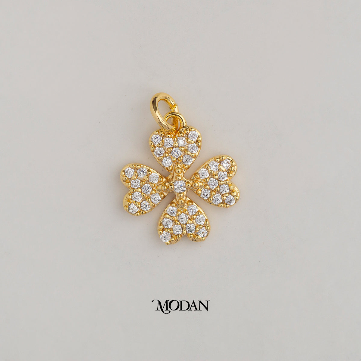 Heart Petal Clover Lucky DIY Charm Liontin Keberuntungan Berlian Pasir Hypoallergenic Gold Filled