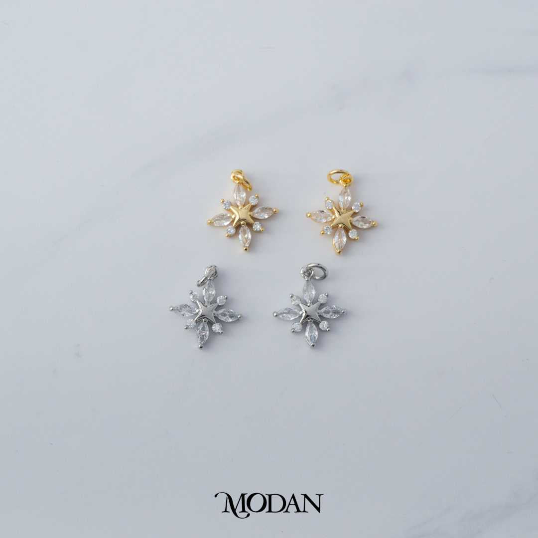 Celestial Marquise North Star Mini DIY Charm Liontin Bulan Hypoallergenic Gold Filled