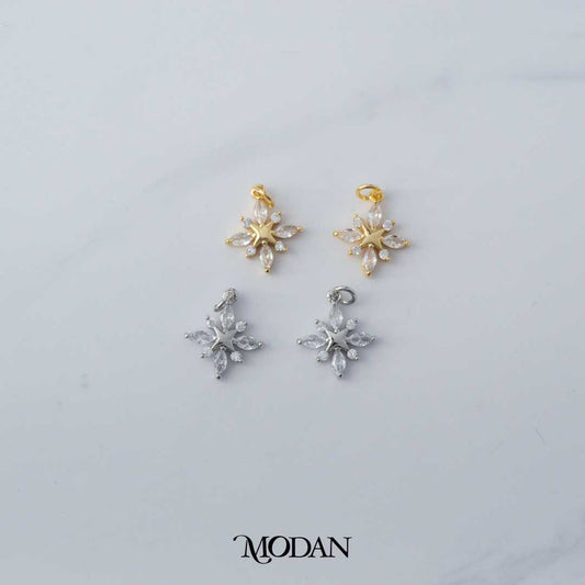 Celestial Marquise North Star Mini DIY Charm Liontin Bulan Hypoallergenic Gold Filled