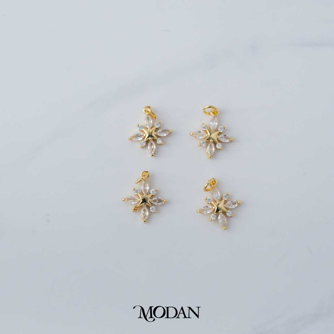 Celestial Marquise North Star Mini DIY Charm Liontin Bulan Hypoallergenic Gold Filled