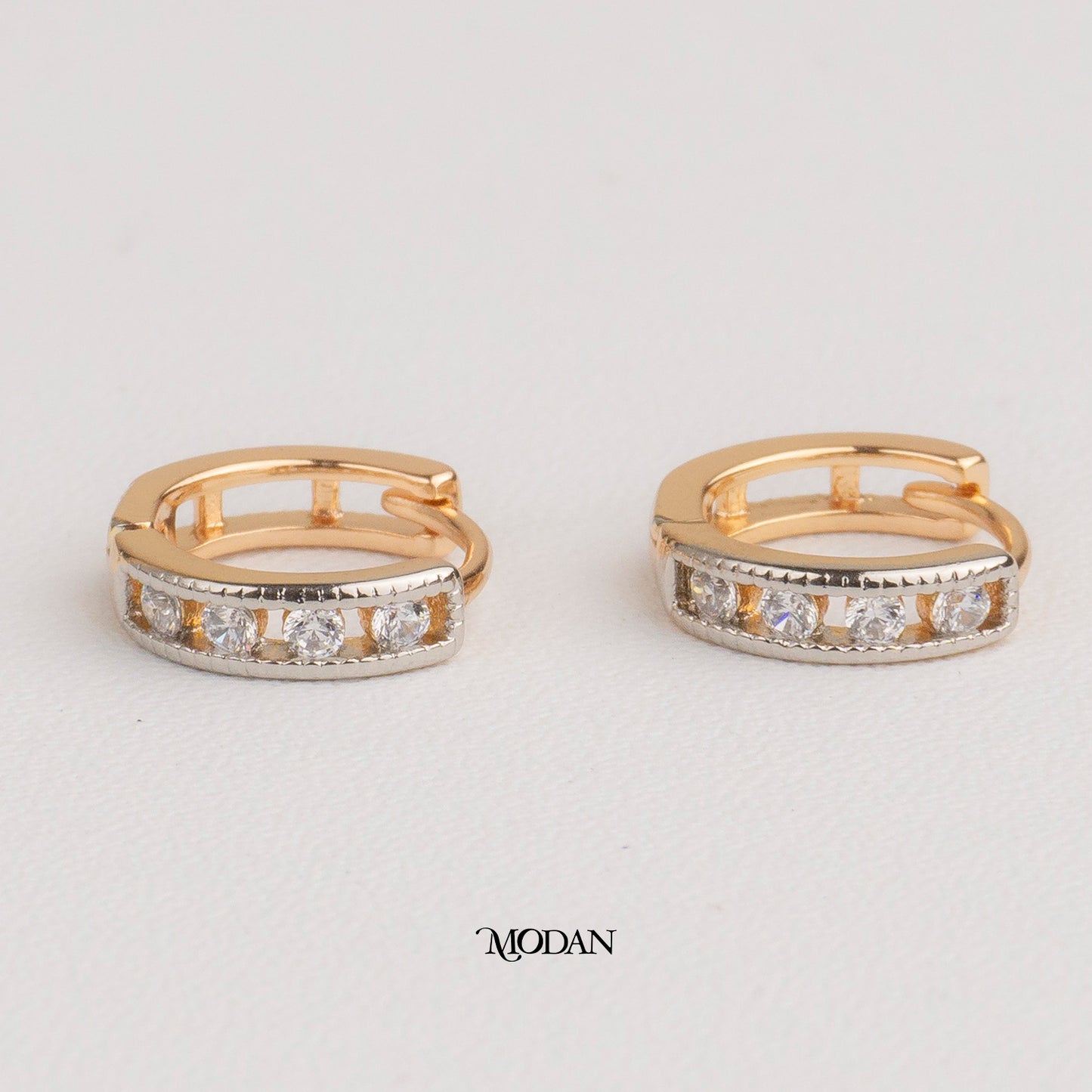 (13mm) Round Zirconia Hoop Earrings Anting Bulat Hypoallergenic Gold Plated