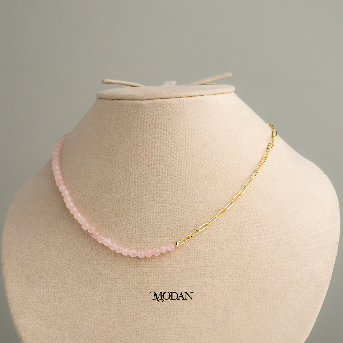 4mm Black Pink Clear Beaded Paperclip Necklace Kalung Manik Crystal Hypoallergenic Gold Plated