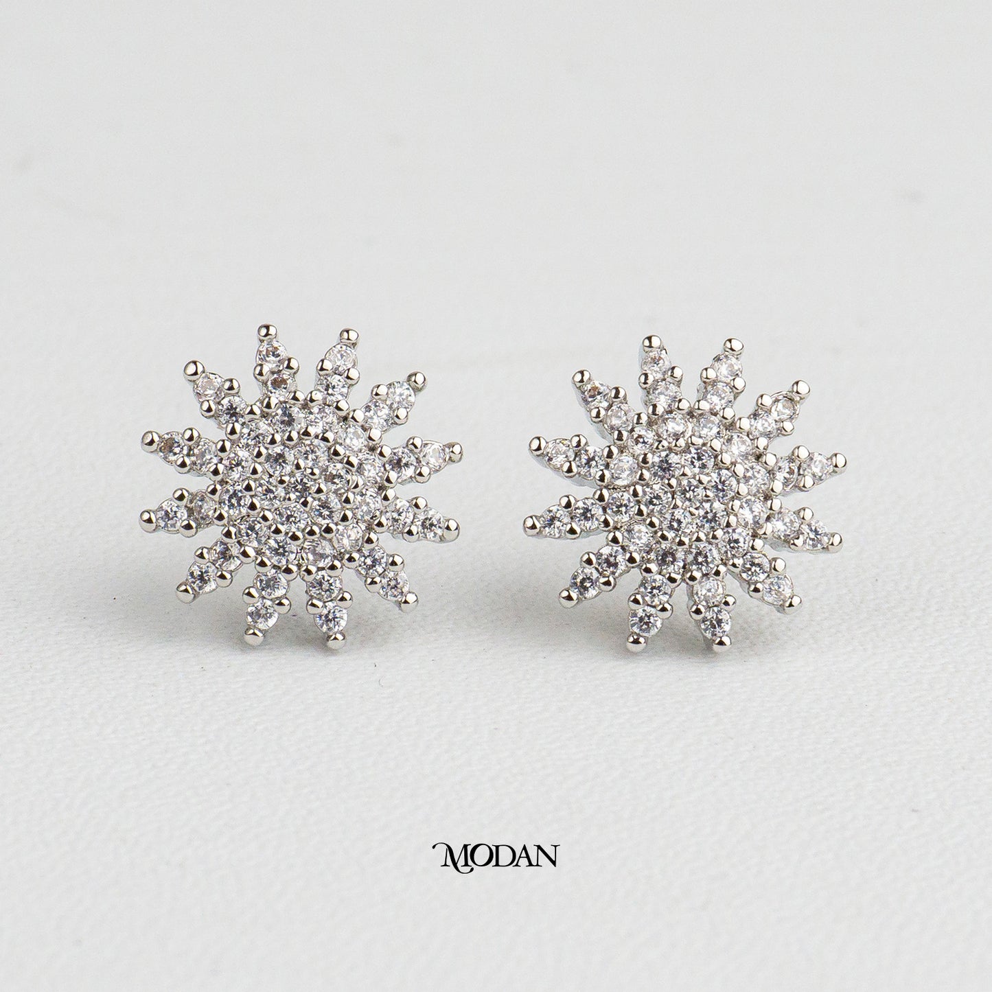 (12mm) Sparkling Micro Pave Blooming Sunflower Stud Earrings Anting Tusuk Bunga Pesta Hypoallergenic Gold Plated