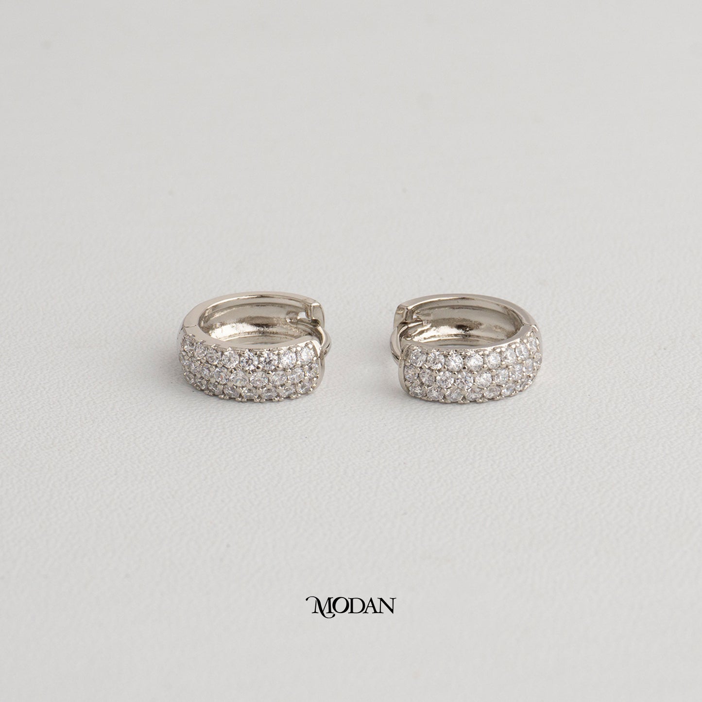 (14mm) Sparkling Round Chubby Hoop Earrings Anting Bulat Hypoallergenic Gold Plated