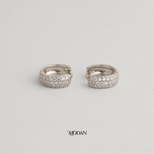 (14mm) Sparkling Round Chubby Hoop Earrings Anting Bulat Hypoallergenic Gold Plated