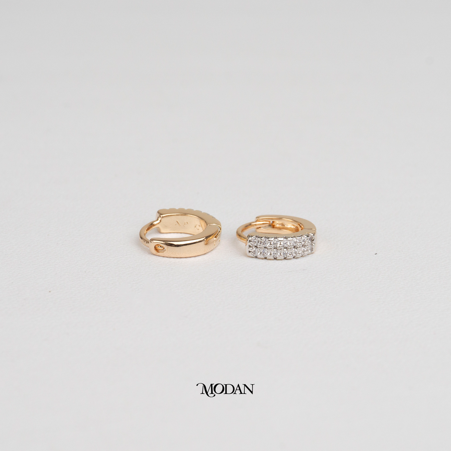 (11mm) Double Row Zirconia Rosegold Mini Huggies Hoop Earrings Anting Simple Hypoallergenic Gold Plated