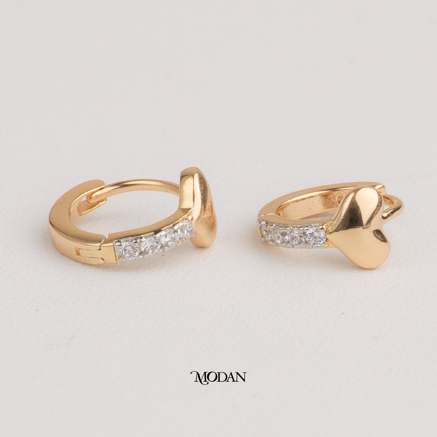 (13mm) Plain Love Heart Rosegold Mini Hoop Earrings Anting Hati Hypoallergenic Gold Plated