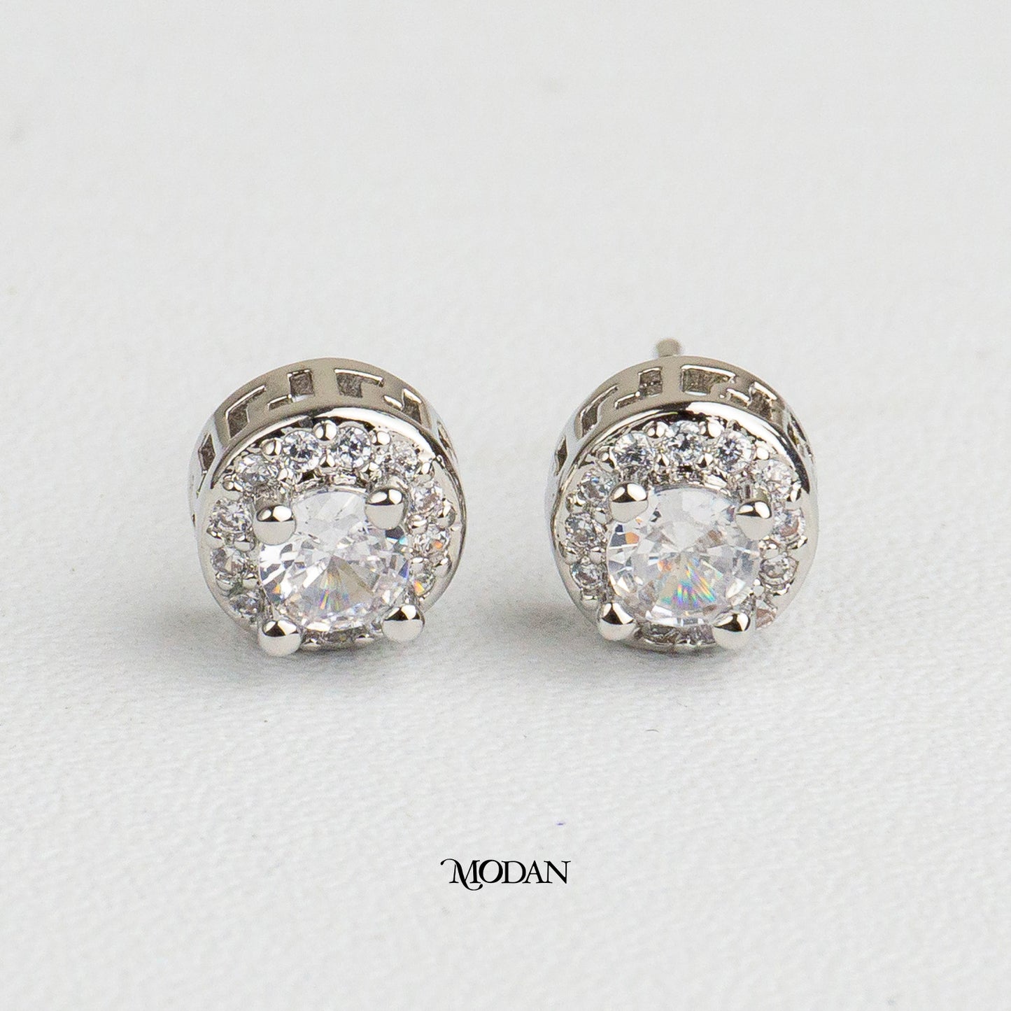 (7mm) Micro Pave Round Circle Stud Earrings Anting Tusuk Lingkaran Hypoallergenic Gold Plated