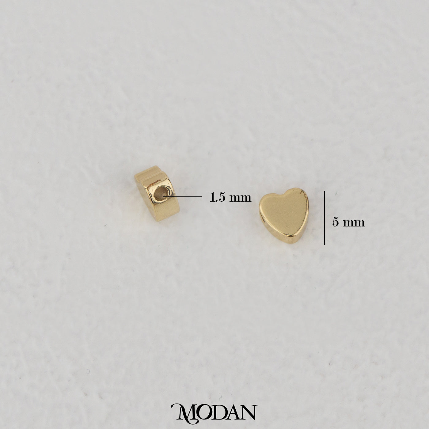 5mm Plain Love Heart DIY Beads Manik Liontin Gelang/kalung Berbentuk Hati Hypoallergenic Gold Filled