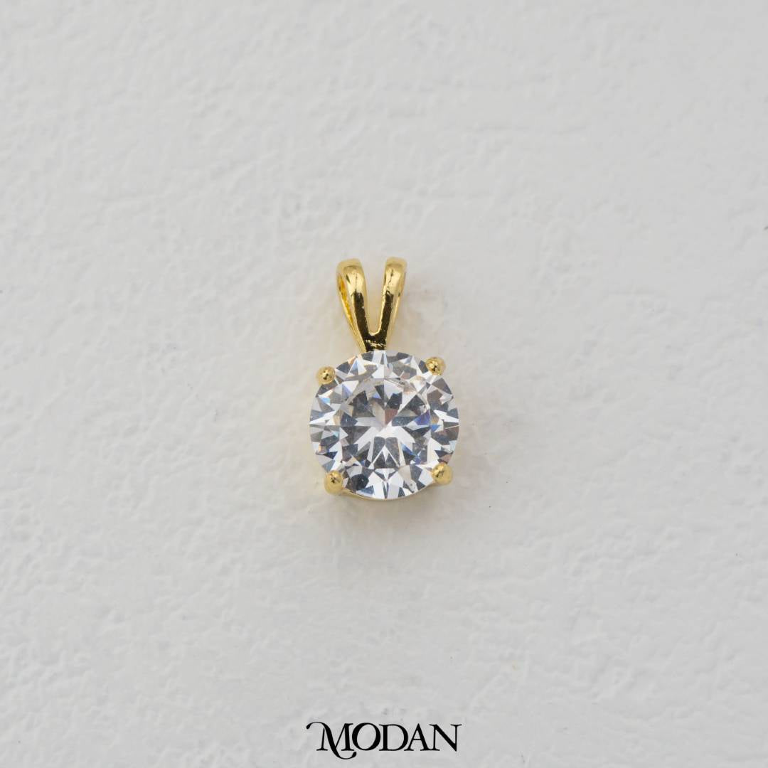 Simple Solitaire Rectangular Pendant DIY Pendant Liontin Mata Satu Hypoallergenic Gold Plated