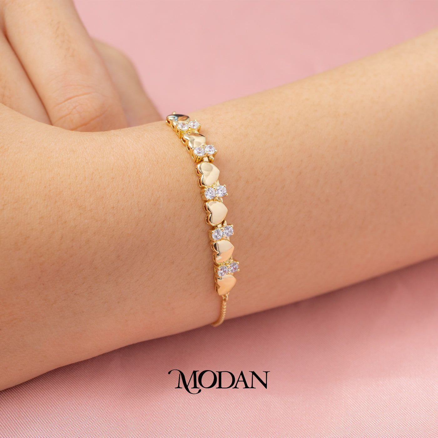 Statement Love Heart Series Adjustable Bracelet Gelang Pesta Hypoallergenic Gold Filled