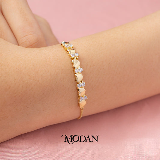 Statement Love Heart Series Adjustable Bracelet Gelang Pesta Hypoallergenic Gold Filled