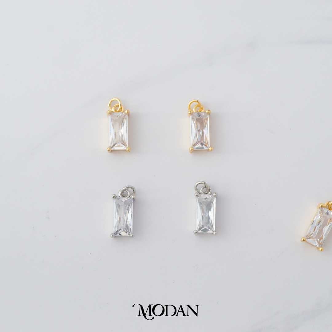 Sparkling Mini Baguette DIY Charm Liontin Batang Hypoallergenic Gold Filled