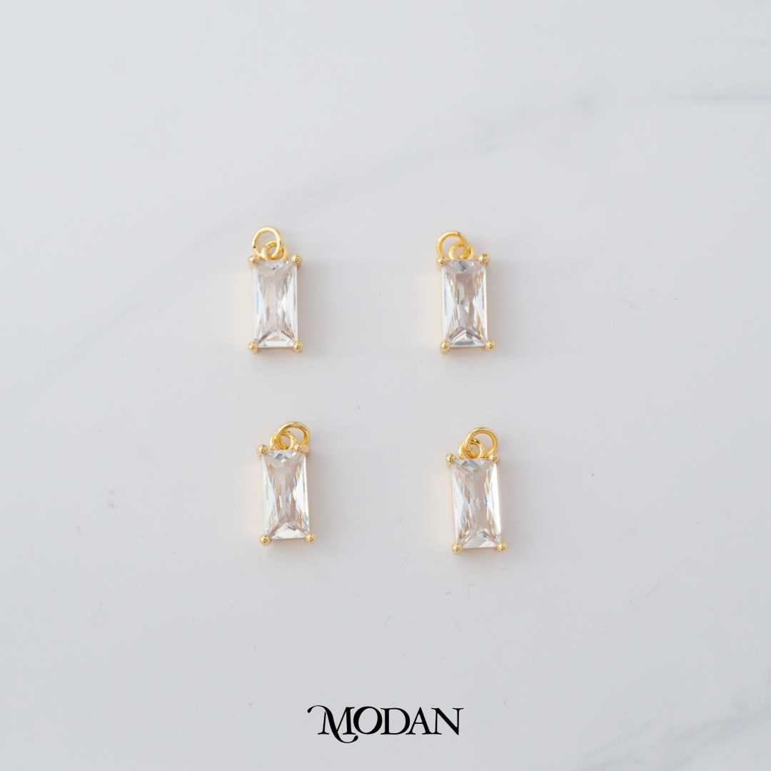 Sparkling Mini Baguette DIY Charm Liontin Batang Hypoallergenic Gold Filled
