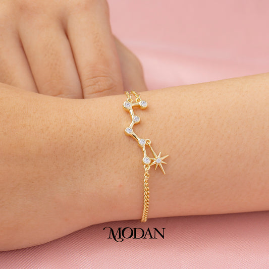 (16cm) Celestial Star Constellation Bracelet Gelang Serut Rasi Bintang Hypoallergenic Gold Plated