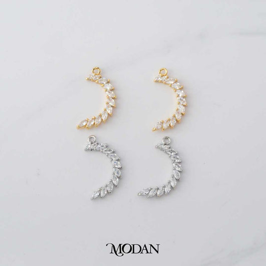 Marquise Curved Crescent Moon Shape DIY Charm Liontin Bulan Pesta Hypoallergenic Gold Plated