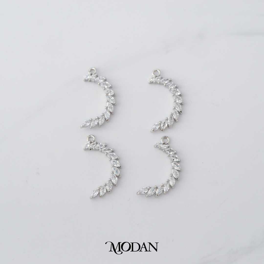 Marquise Curved Crescent Moon Shape DIY Charm Liontin Bulan Pesta Hypoallergenic Gold Plated