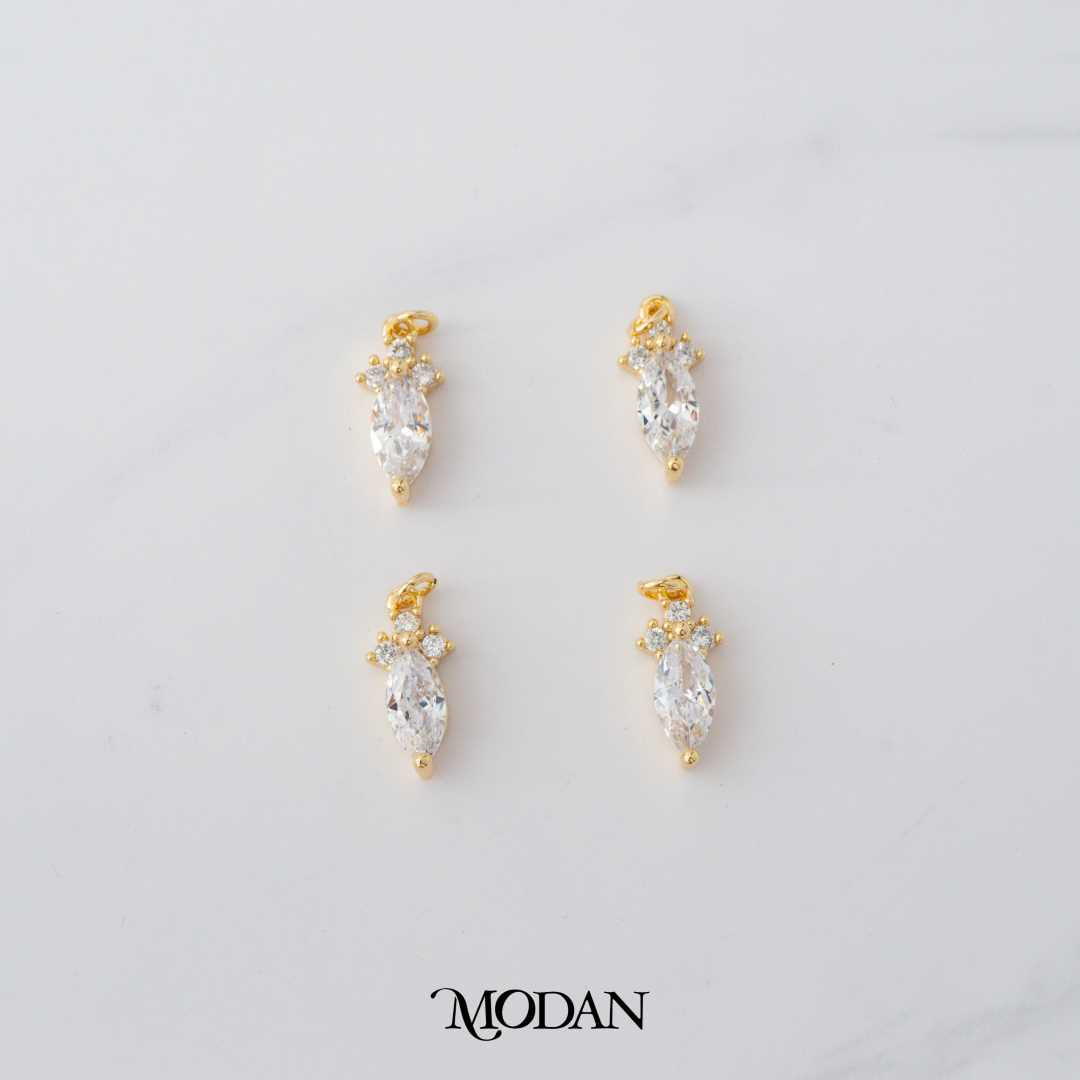 Sparkling Mini Marquise Classic DIY Charm Liontin Pesta Hypoallergenic Gold Filled