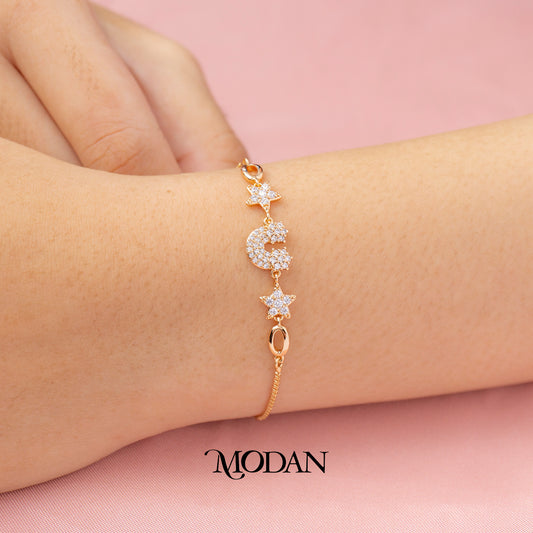 Cute Star Rainbow Adjustable Bracelet Gelang Serut Bintang Pelangi Hypoallergenic Gold Filled
