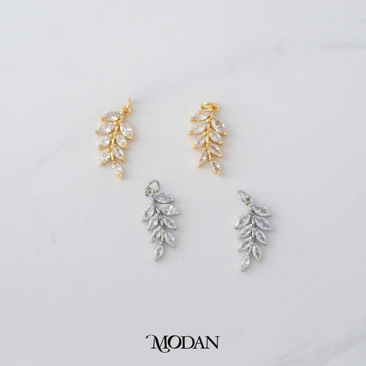 Marquise Leaf Cocktail Party DIY Charm Liontin Bunga Pesta Hypoallergenic Gold Plated