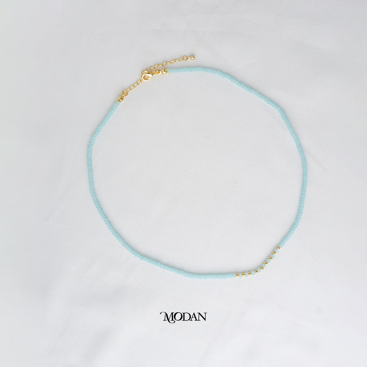 3mm Faceted Pink Blue White Tosca Peach Beaded Necklace Kalung Manik Crystal Hypoallergenic Gold Plated