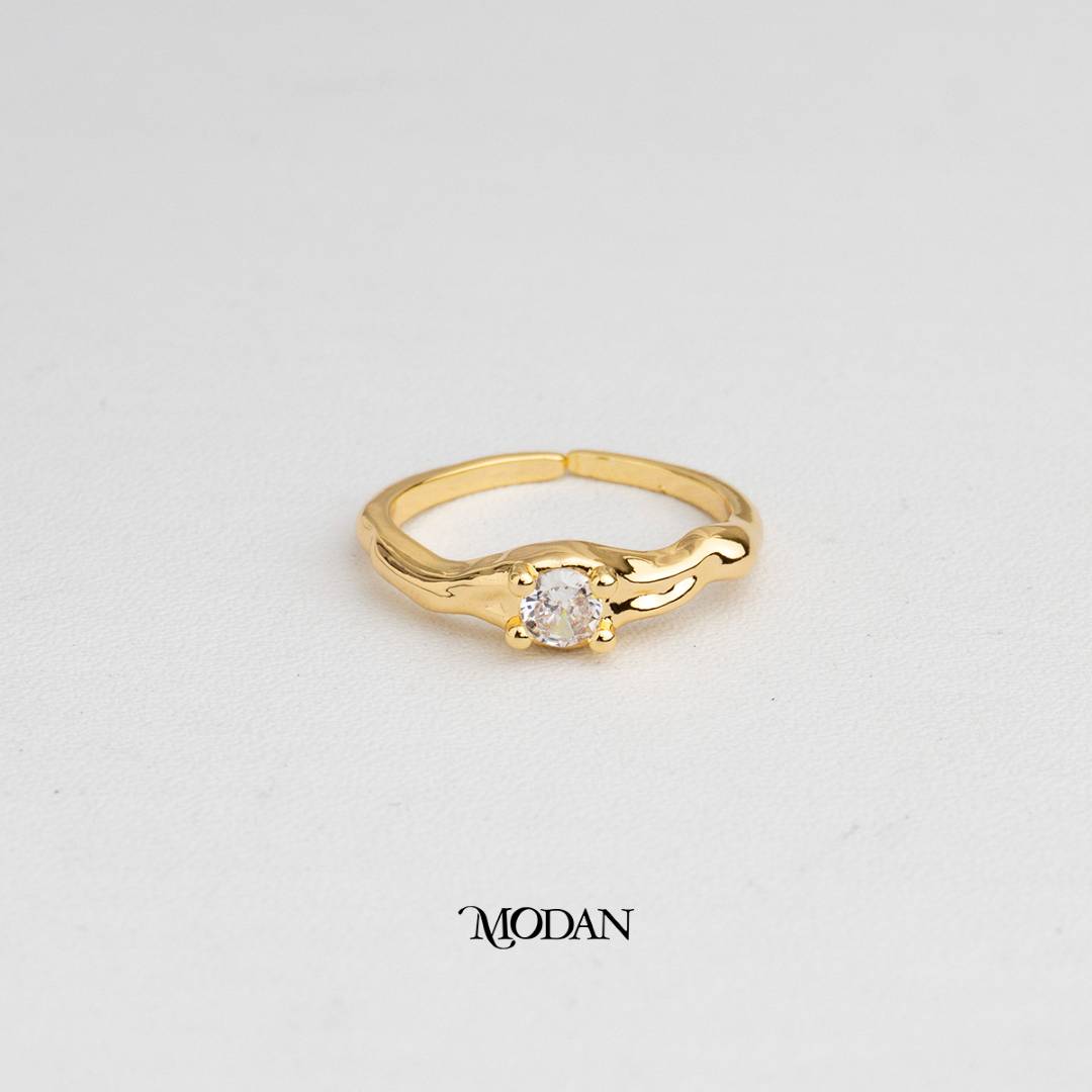 Irregular Hammered Adjustable Ring Cincin Model Tidak Beraturan Hypoallergenic Gold Plated