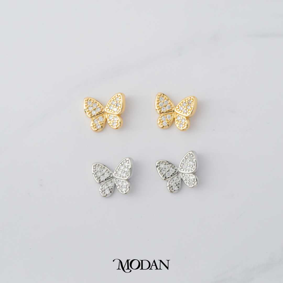 Butterfly Mariposa Animal Zirconia DIY Charm Liontin Kupu - Kupu Hypoallergenic Gold Plated