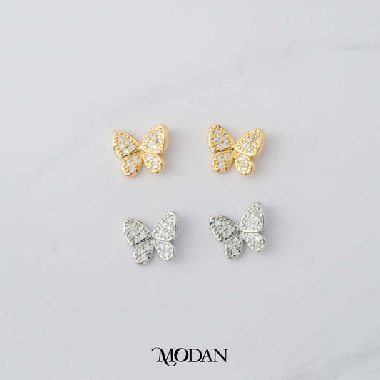 Butterfly Mariposa Animal Zirconia DIY Charm Liontin Kupu - Kupu Hypoallergenic Gold Plated