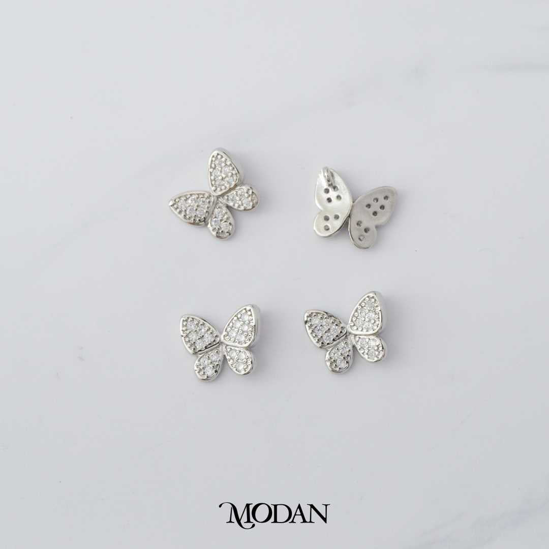 Butterfly Mariposa Animal Zirconia DIY Charm Liontin Kupu - Kupu Hypoallergenic Gold Plated